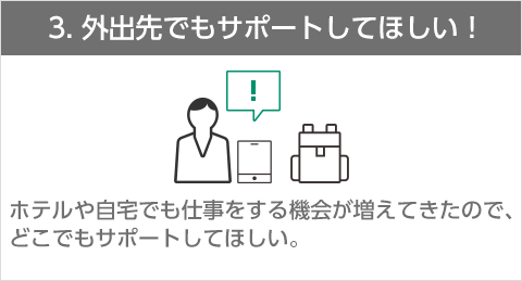 外出先でもサポートしてほしい！