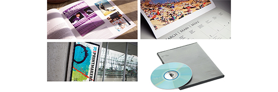 薄紙を使ったパンフレット、厚紙のアルバムやパッケージなどのプリントイメージ