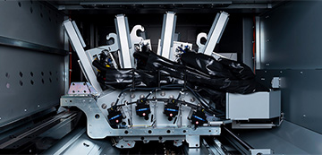 プリントヘッドが装着された印刷機の外観