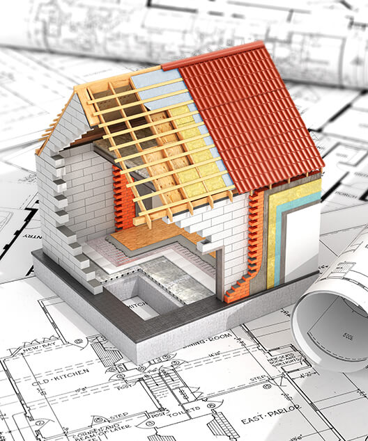 住宅の模型と設計図