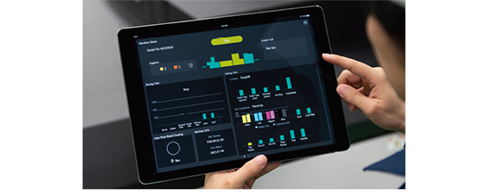 グラフが表示されているタブレット端末