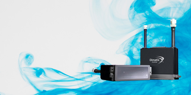 青色のインクがふわっと広がっているイメージとインクジェットヘッドの商品画像