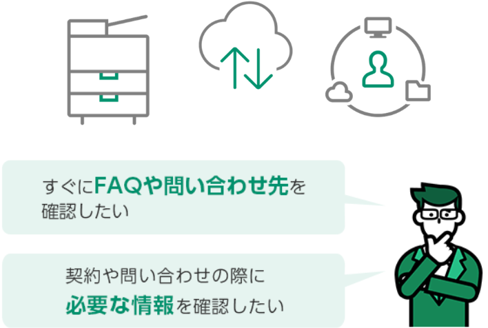 すぐにFAQや問い合わせ先を確認したい、契約や問い合わせの際に必要な情報を確認したい