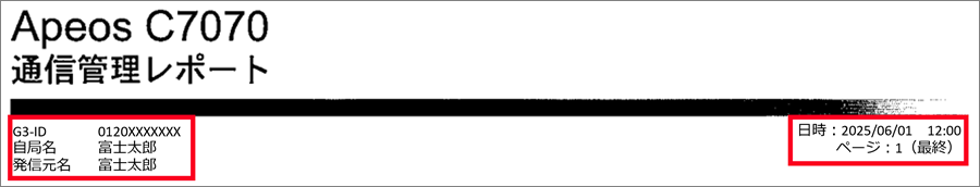 通信管理レポートのサンプル