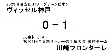 2023明治安田Ｊ1リーグチャンピオン ヴィッセル神戸 ０－１ 天皇杯 JFA 第103階全日本サッカー選手権大会 優勝チーム 川崎フロンターレ