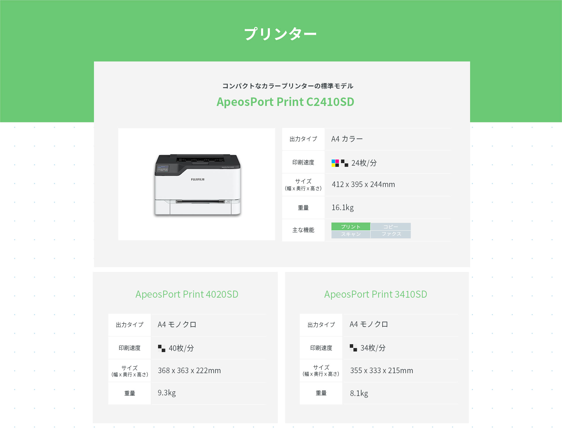 ApeosPortプリンター製品情報