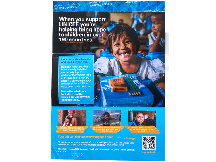 Unicef Aotearoa EOY Wrapped in Hope DM