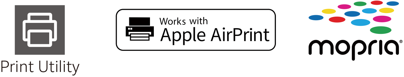 Print Utility／AirPrint／Mopria Print Service 標誌