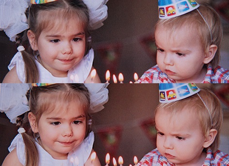 Side-by-side comparison of two images showing adjustments to skin tone and brightness.