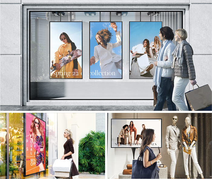 Modern digital signage tvs