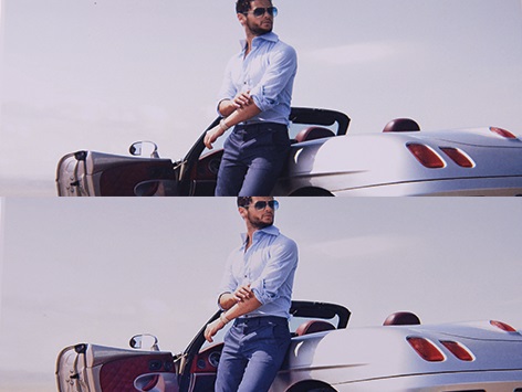 Side-by-side comparison of two images showing adjustments to backlit and contrast.