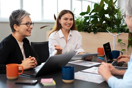 Women discussing during a meeting
