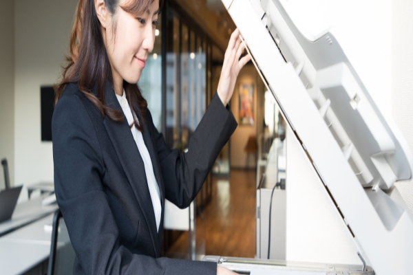 woman printing documents