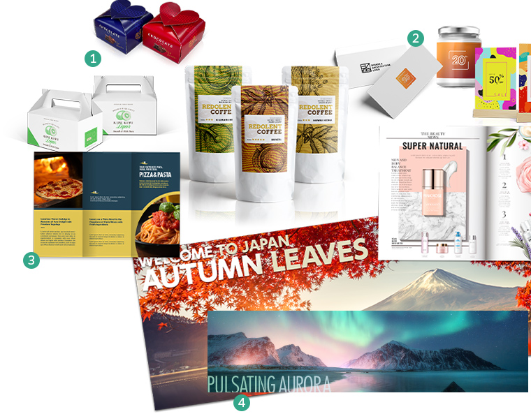 Print sample "A wide variety of paper sizes and post-processing"