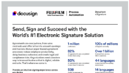 Digital signature and electronic signing datasheet for Docusign. FUJIFILM Process Automation - Your local NZ Docusign vendor